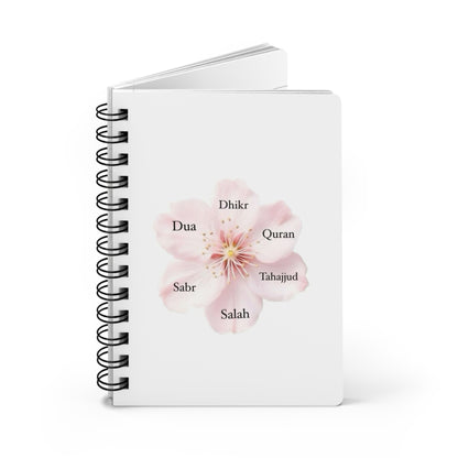Inspirational Floral Spiral Bound Journal with Islamic Reminders, Beautiful Diary for Reflection, Gift for Ramadan, Daily Planner,