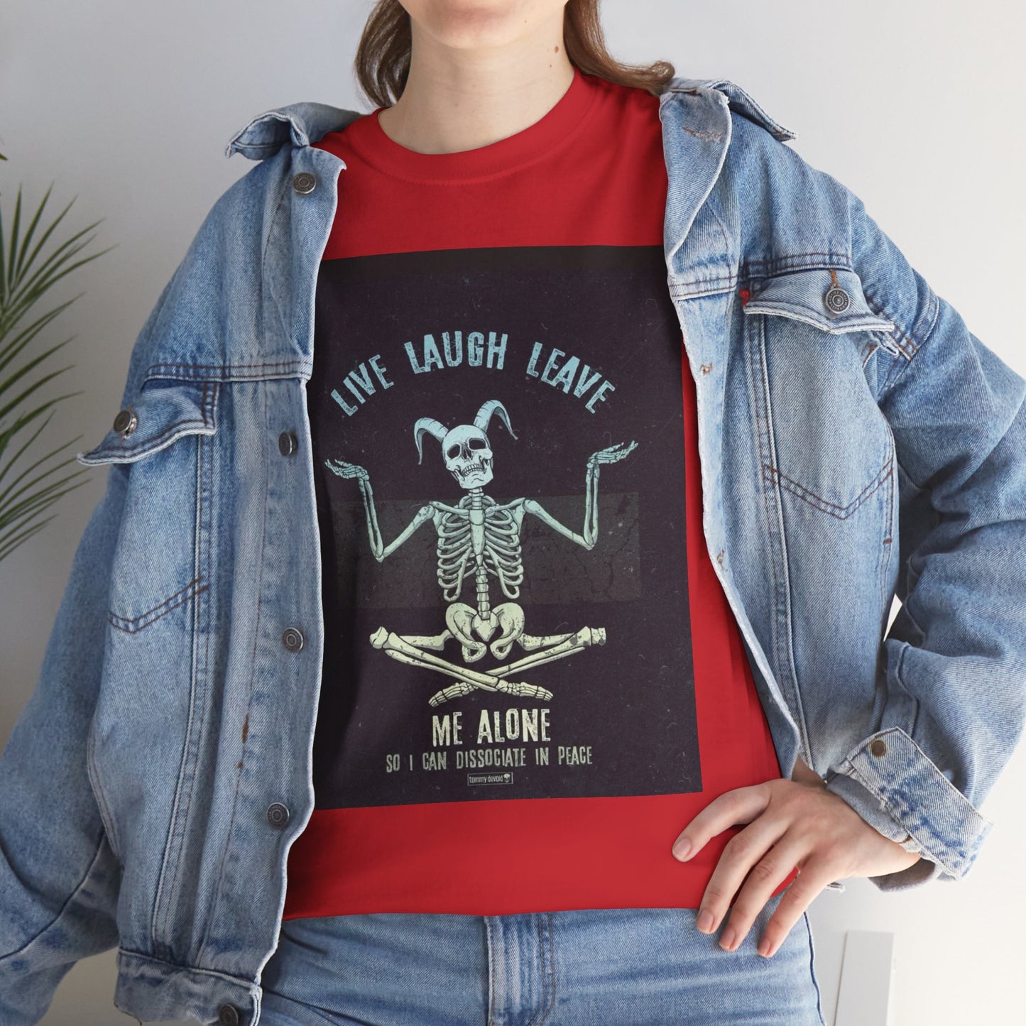 Skeleton Humor Unisex Heavy Cotton Tee - "Live Laugh Leave Me Alone"