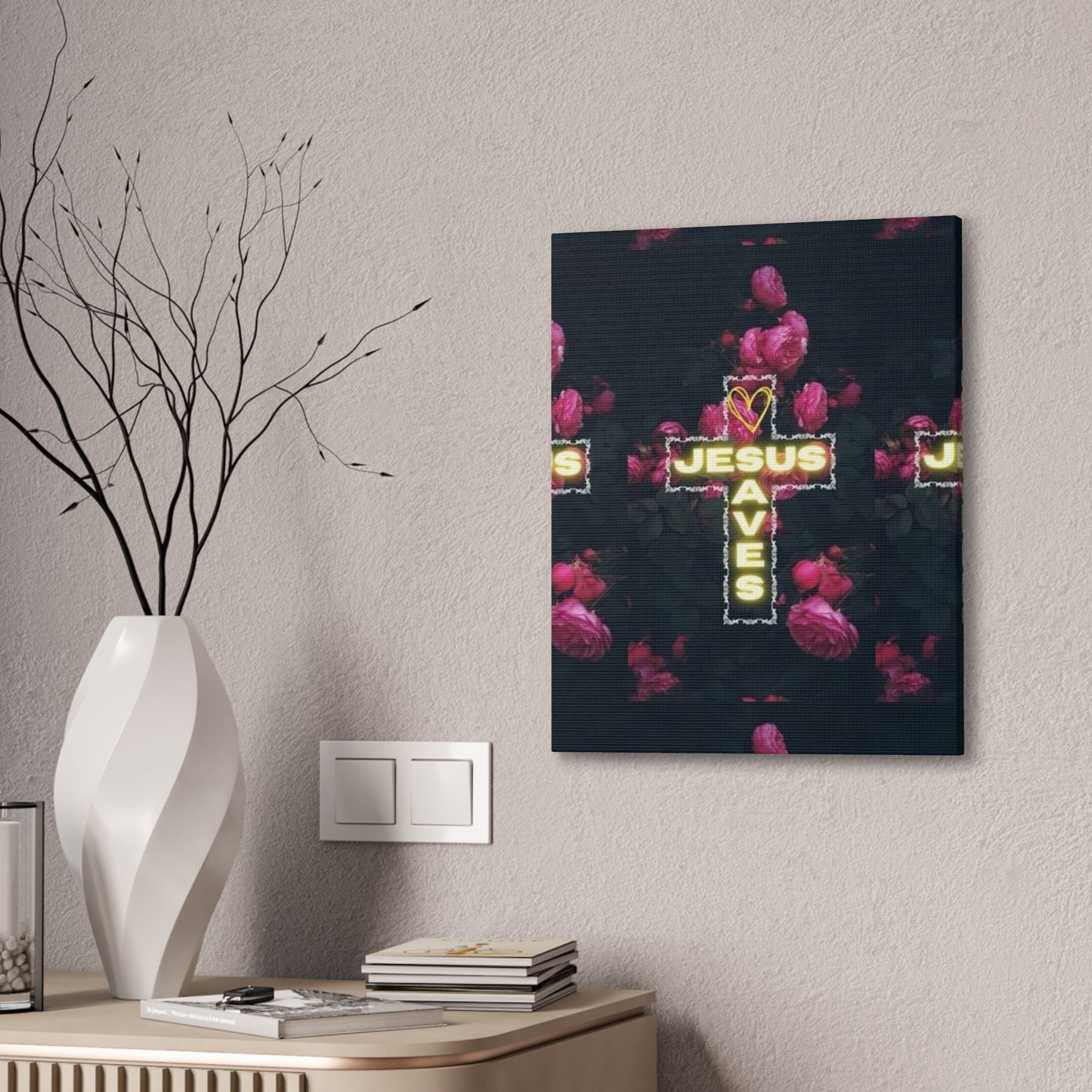 Religious Wall Art, Christian Home Decor, Jesus Saves Canvas, 0.75 inch stretched, Inspirational Gift, Religious Wall Decor, Christian Wall