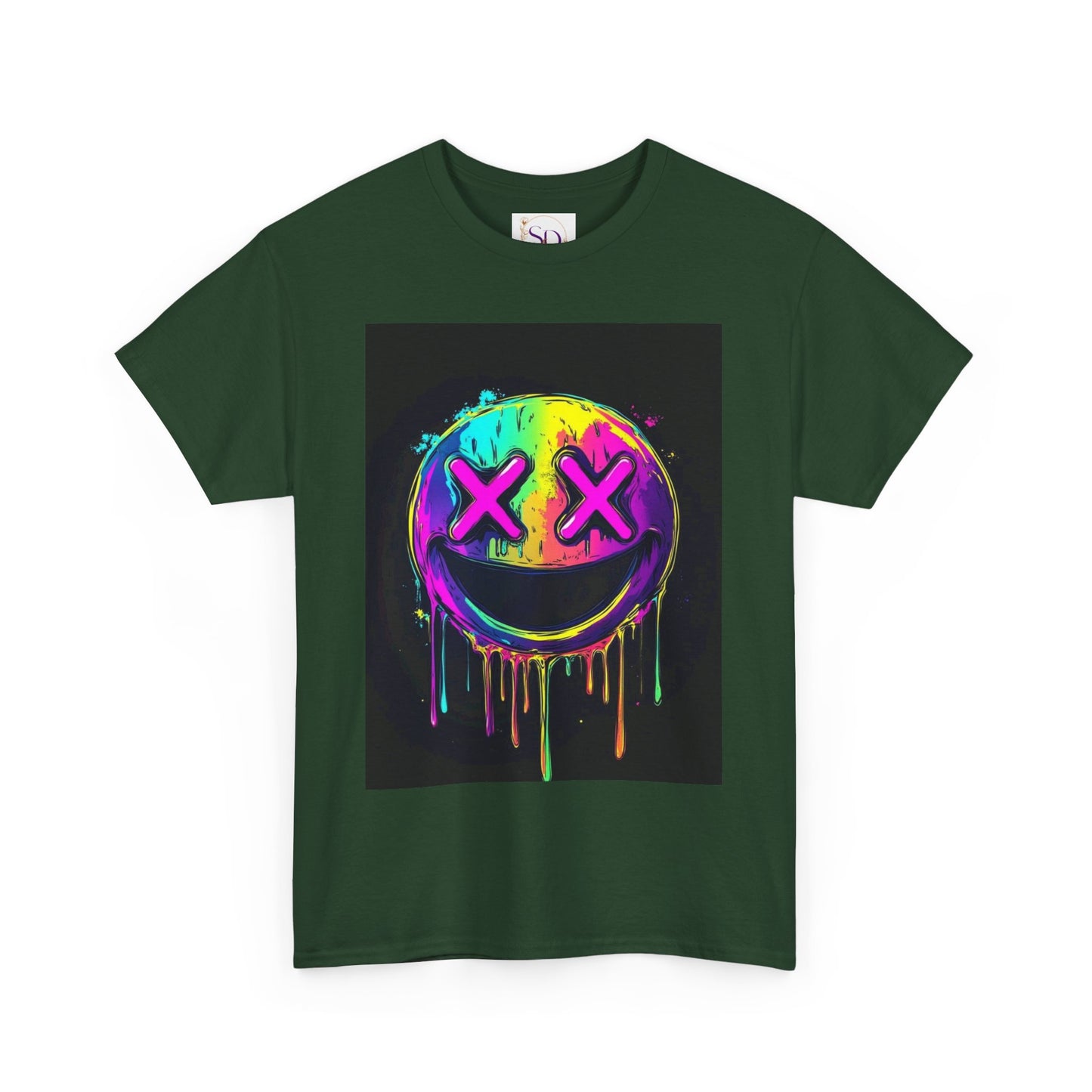 Colorful Graffiti Smiley Face Tee, Casual T-Shirt, Gift for Friends, Streetwear Style, Festival Attire, Fun Graphic Tee