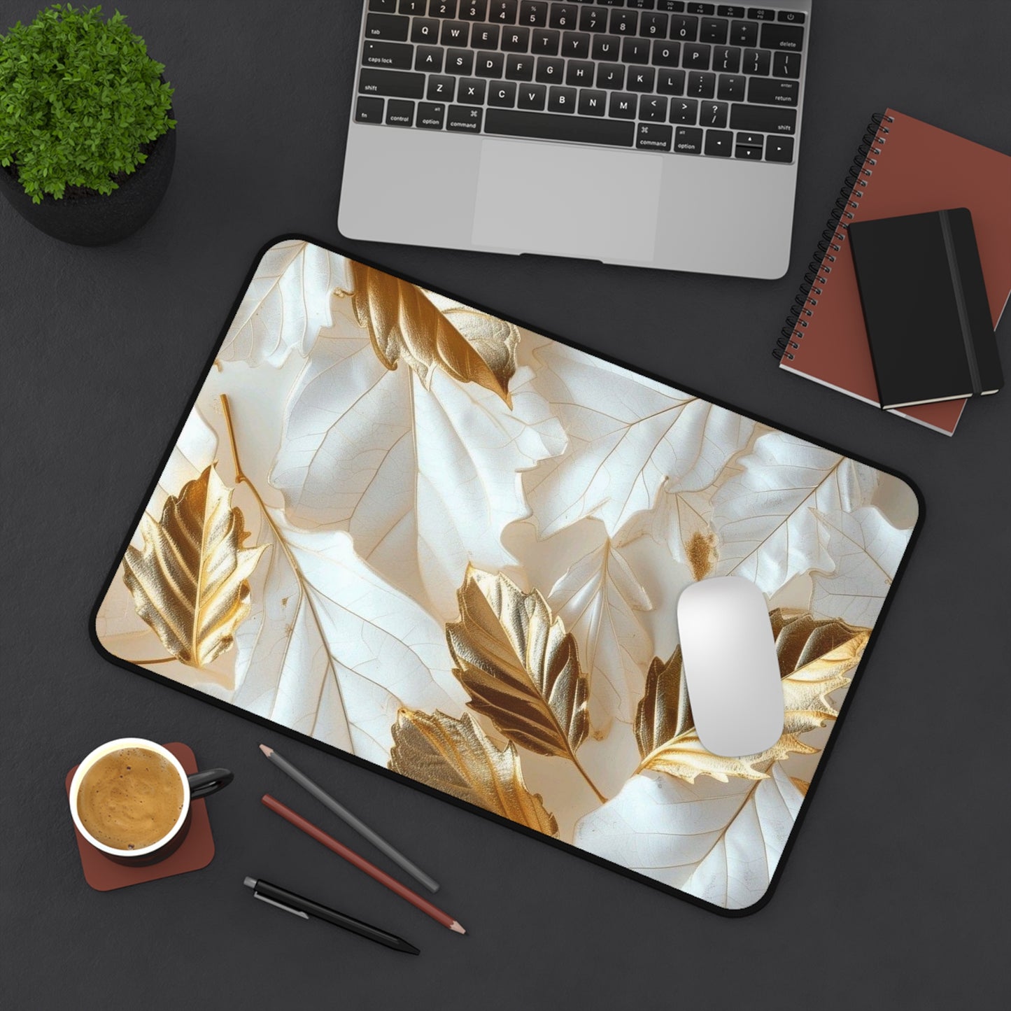 "Rebranding Into A New Badder Bitch!"~ White/Gold Desk Mat