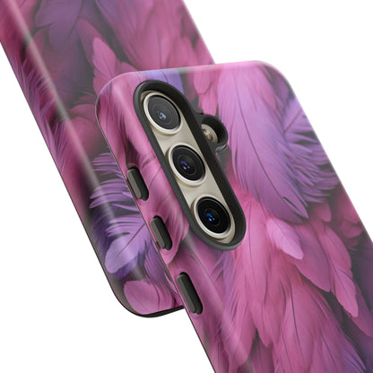 "Rebranding Into A New Badder Bitch" Pink/Purple Feathered Tough Cases