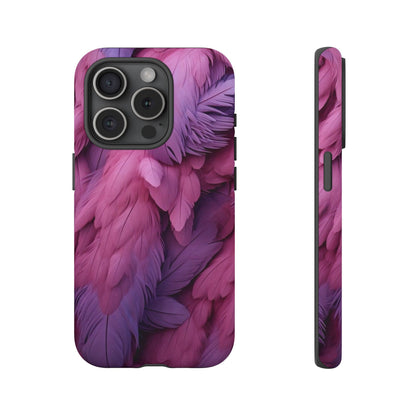 "Rebranding Into A New Badder Bitch" Pink/Purple Feathered Tough Cases