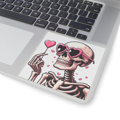 Pink Heart Skeleton Valentines Day Kiss-Cut Stickers, Love Sticker, Romantic Decal, Heart Skeletons, Valentine's Gift Wrap, Cute Planner