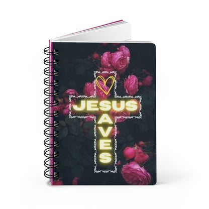 Christian Spiral Bound Journal - 'Jesus Saves' Notebook~Pink