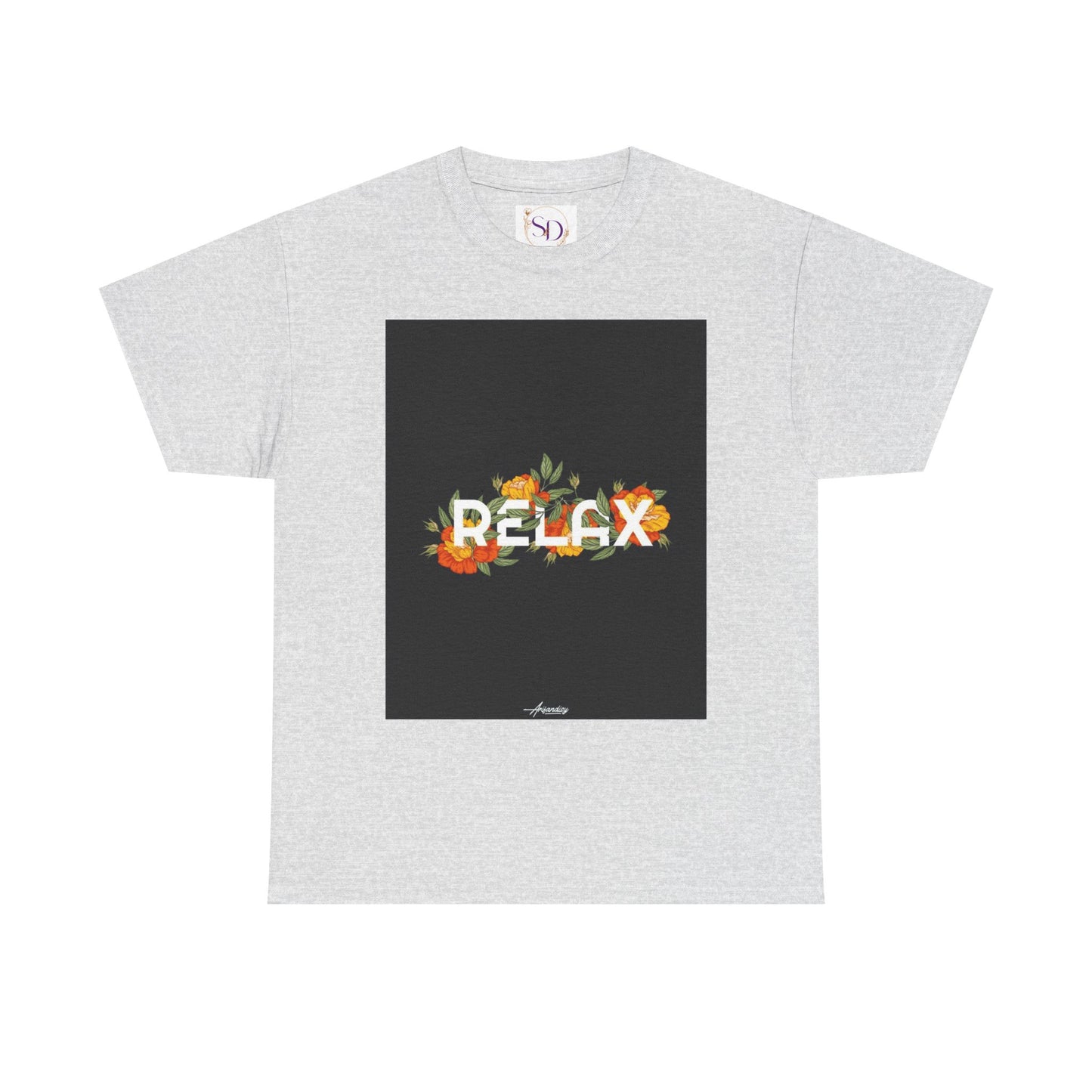 Relax Floral Unisex Heavy Cotton Tee, Casual Wear, Gift for Her, Comfortable T-Shirt, Summer Style, Relaxation Tee, Birthday Gift