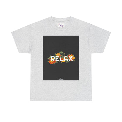 Relax Floral Unisex Heavy Cotton Tee, Casual Wear, Gift for Her, Comfortable T-Shirt, Summer Style, Relaxation Tee, Birthday Gift