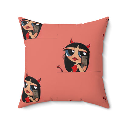 Devilish ImJustAGirl💅🏻🎀🫧~ Faux Suede Square Pillow