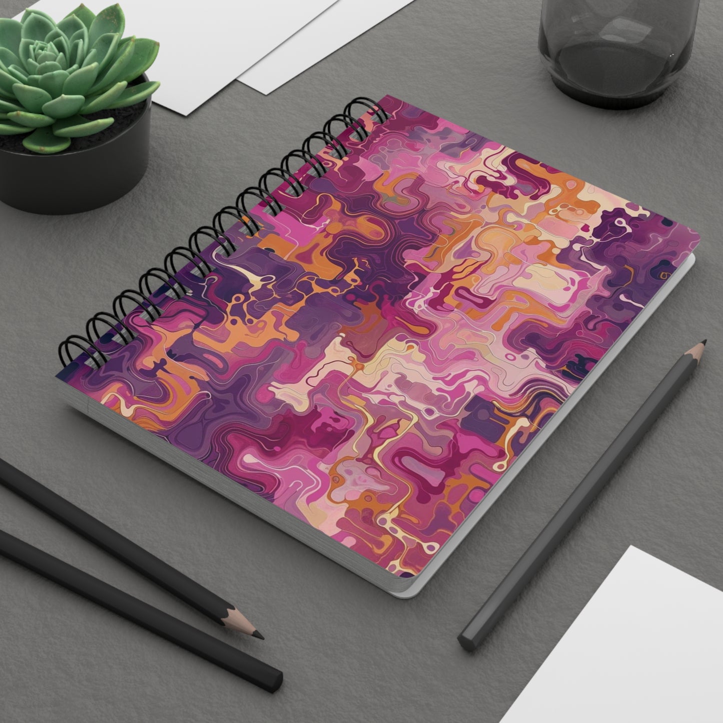 Abstract Swirl Spiral Bound Journal - Vibrant Notebook for Artists, Writers, Gift Idea, Creative Planning, Colorful Gift