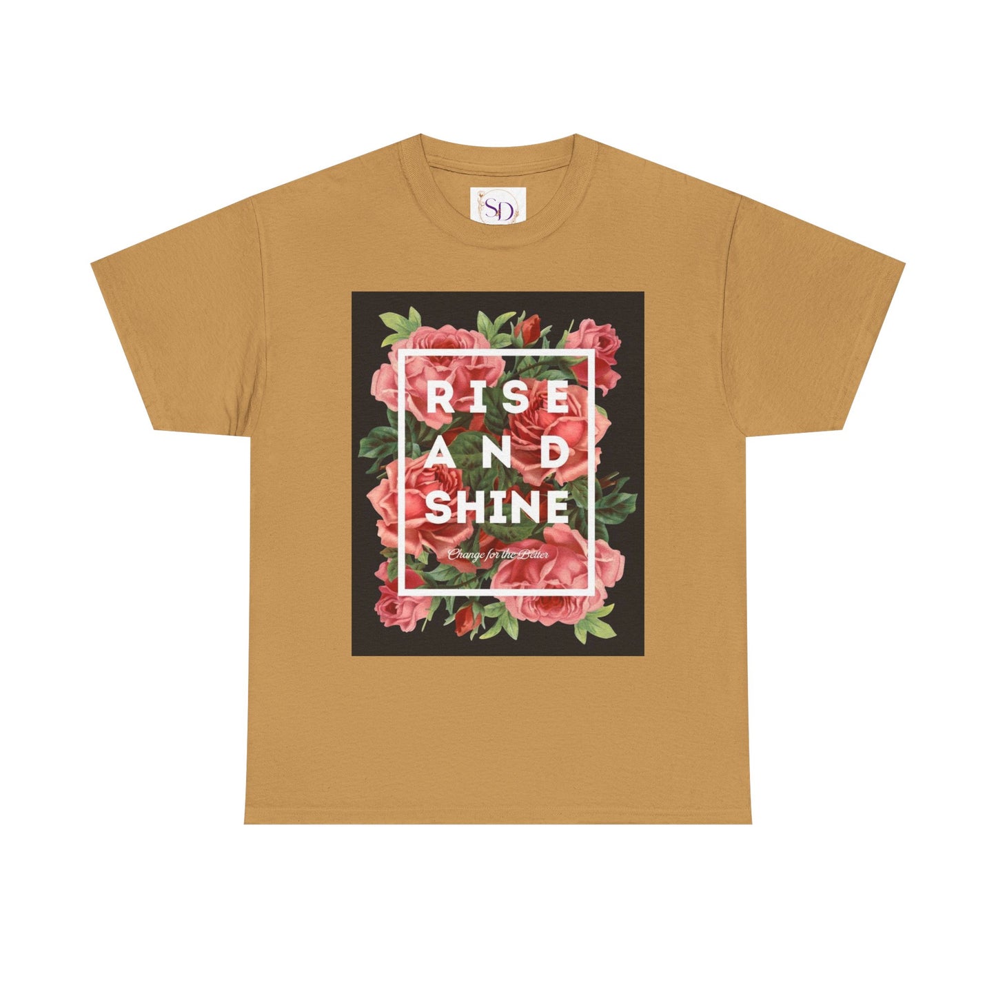 Rise and Shine Floral Unisex Heavy Cotton Tee, Motivational T-Shirt, Gift for Her, Inspirational Apparel, Summer Style, Casual Wear