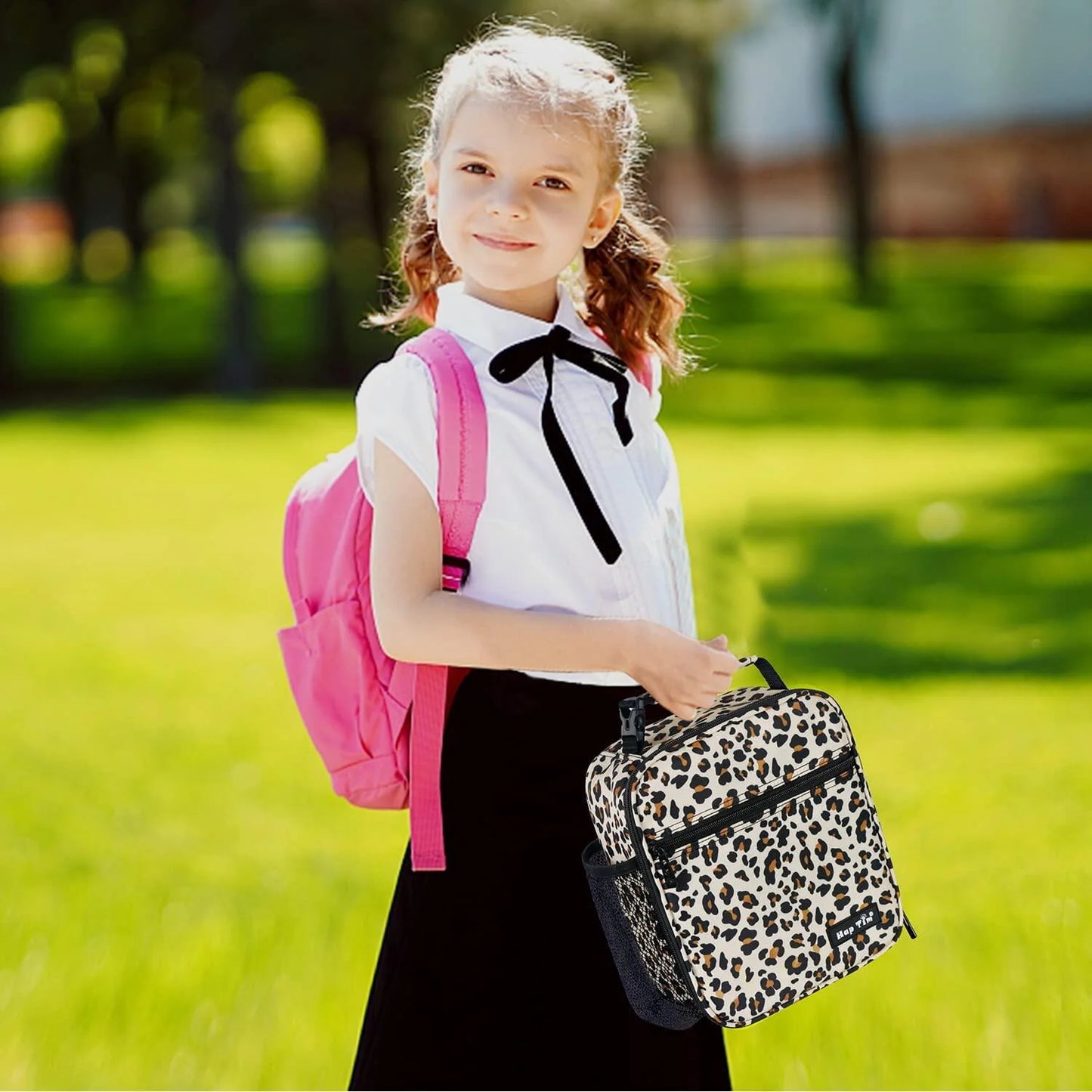 Insulated Lunch Bag Women, Reusable Lunch Box for Women, Adluts Lunchbox for Office Work School, Portable Lunchbag for Kids Girls Toddler, Leopard Print（18654-Lp）