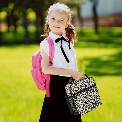 Insulated Lunch Bag Women, Reusable Lunch Box for Women, Adluts Lunchbox for Office Work School, Portable Lunchbag for Kids Girls Toddler, Leopard Print（18654-Lp）