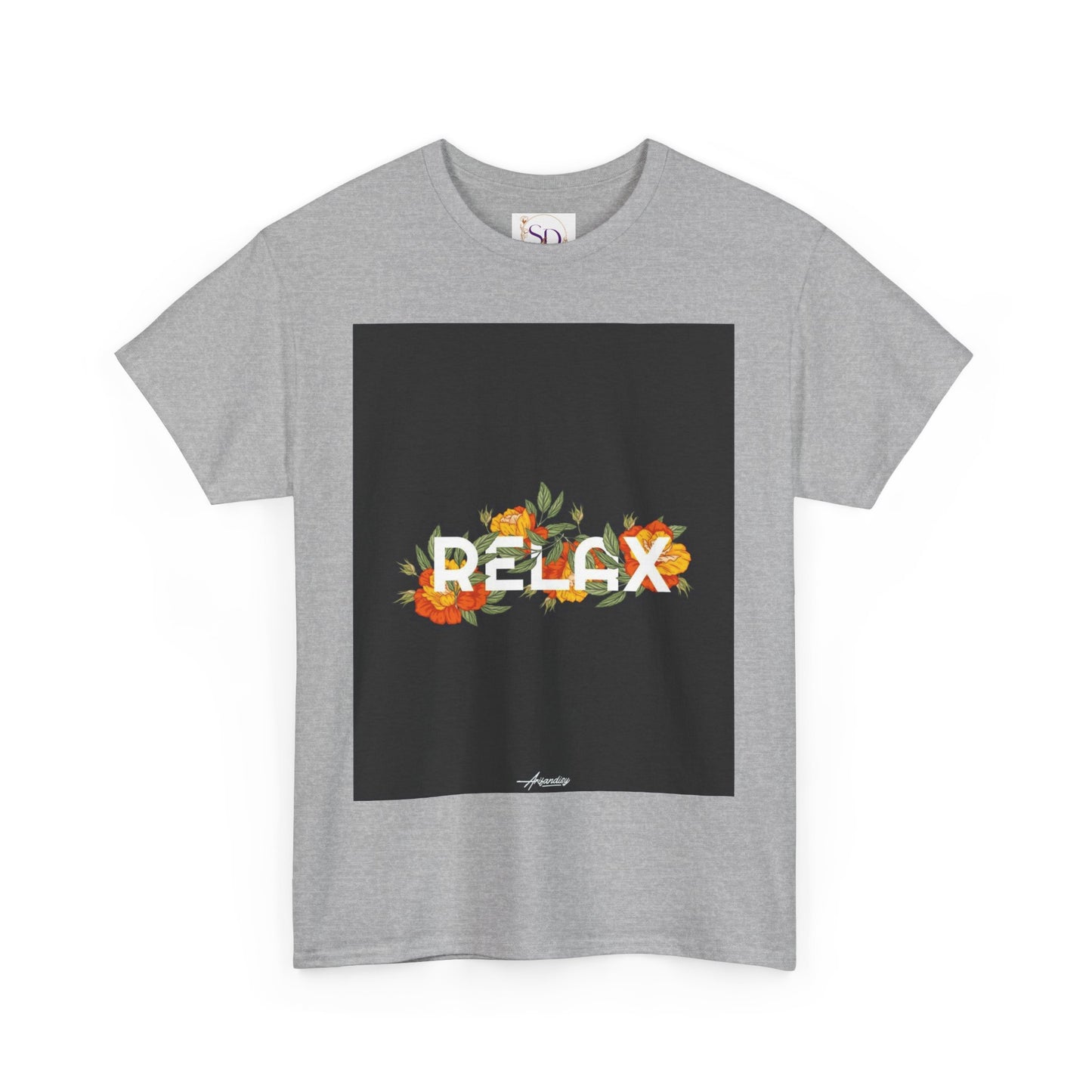 Relax Floral Unisex Heavy Cotton Tee, Casual Wear, Gift for Her, Comfortable T-Shirt, Summer Style, Relaxation Tee, Birthday Gift