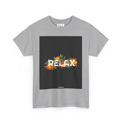 Relax Floral Unisex Heavy Cotton Tee, Casual Wear, Gift for Her, Comfortable T-Shirt, Summer Style, Relaxation Tee, Birthday Gift