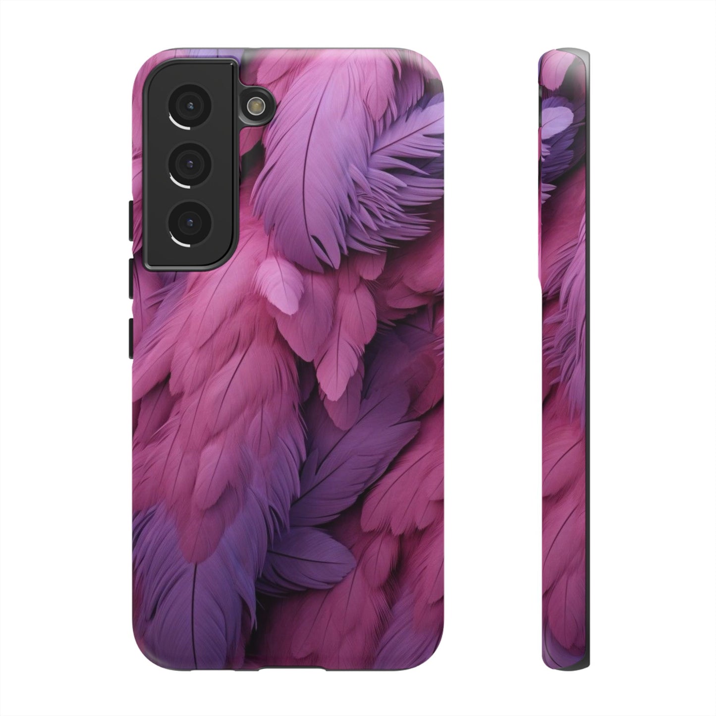 "Rebranding Into A New Badder Bitch" Pink/Purple Feathered Tough Cases