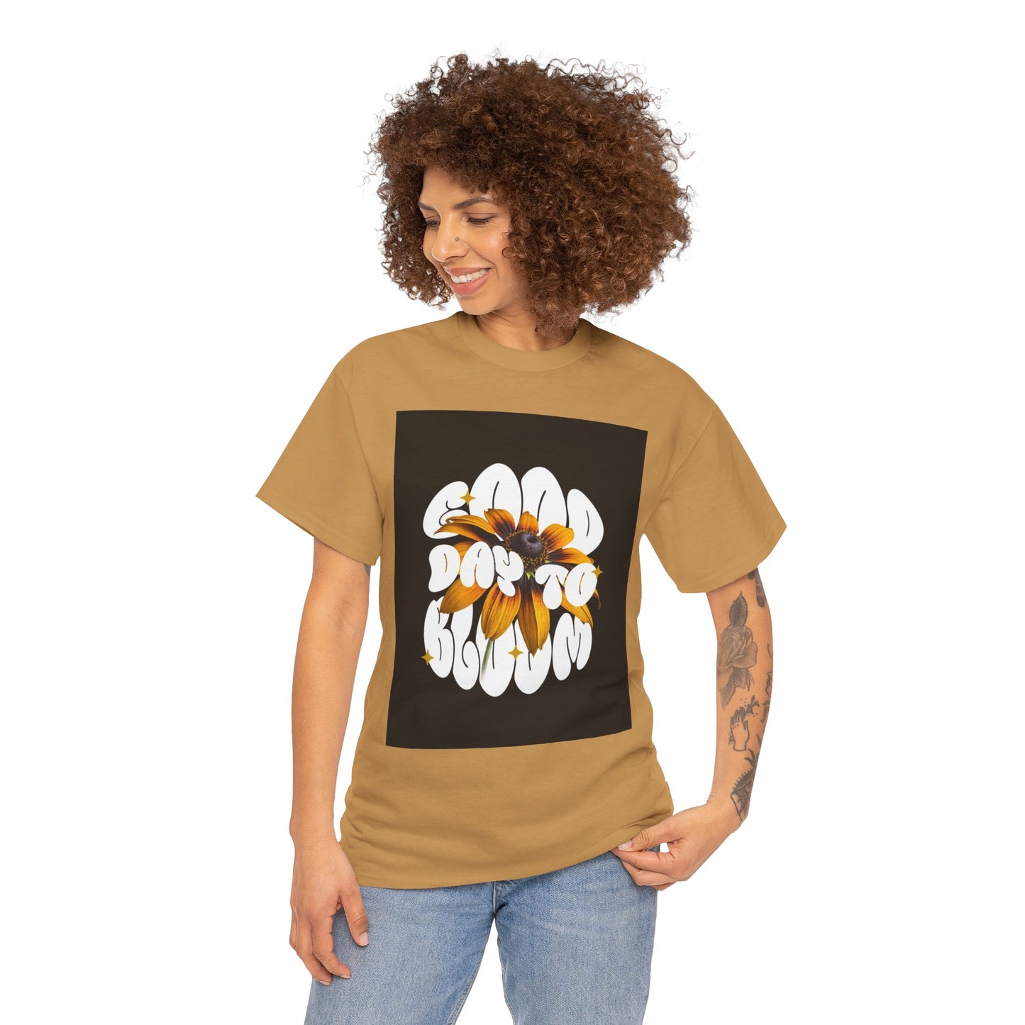 Good Day to Bloom Unisex Heavy Cotton Tee, Floral Graphic Tee, Spring Edition T-Shirt, Casual Gift, Nature Lover Apparel