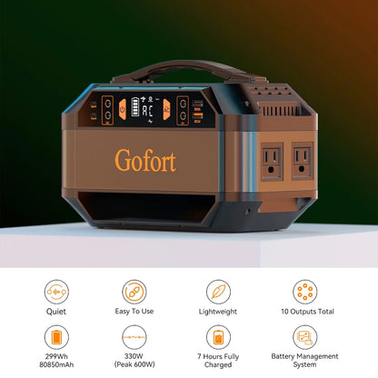 Portable Power Station 330W, 299Wh Charging Station for Home Backup, Outdoor, Emergency Use