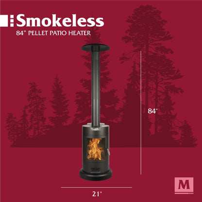 84" High 75,000 BTU Black Steel Wood Pellet Patio Heater