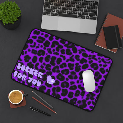 Purple Cheetah Print~Sucker For You Desk Mat