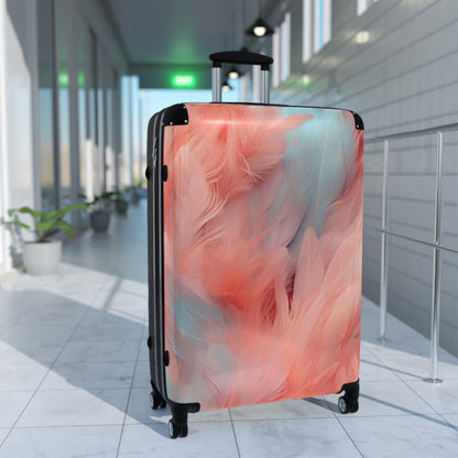 "Rebranding Into A New Badder Bitch" Feathered Suitcase ~ Baby Blue/Light Pink