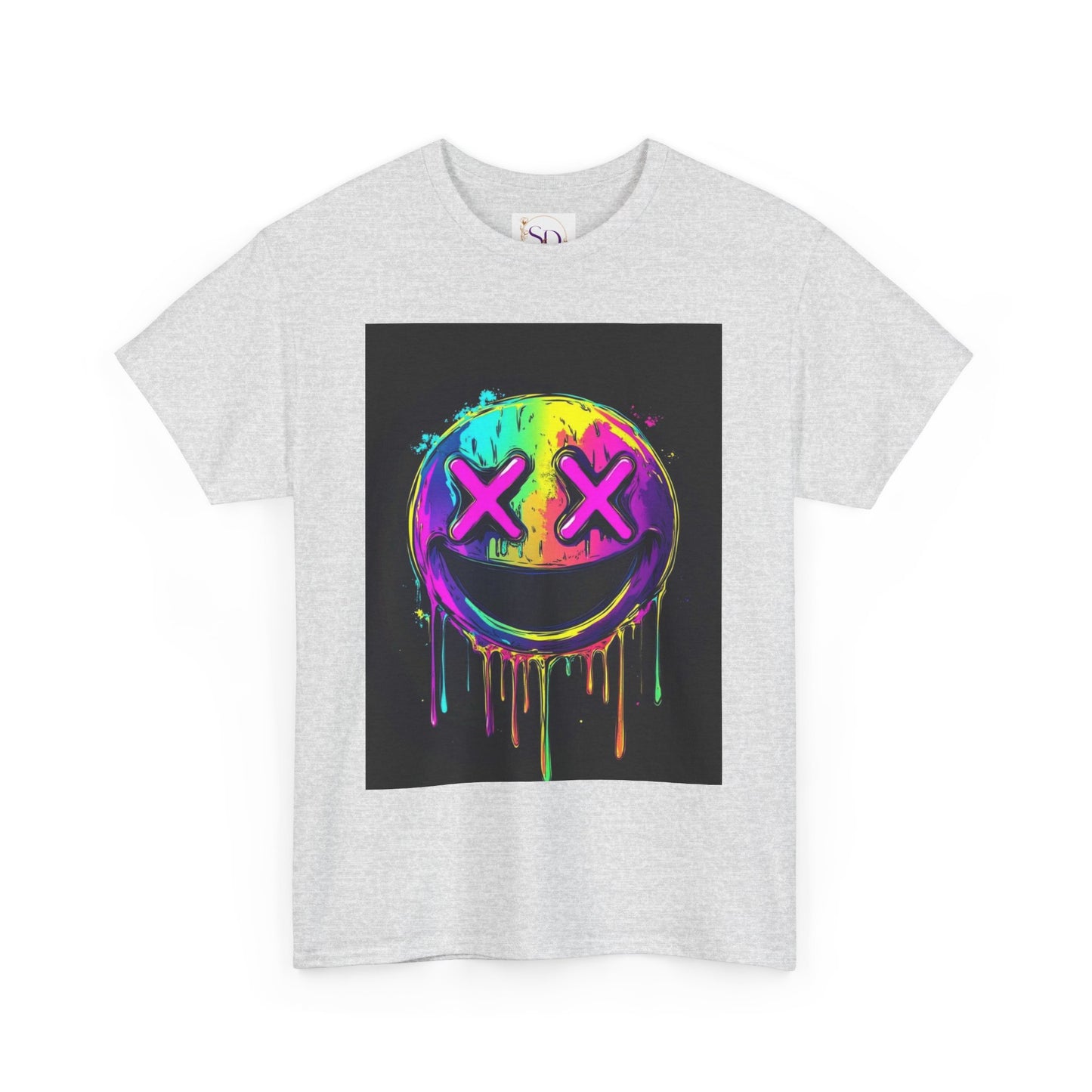 Colorful Graffiti Smiley Face Tee, Casual T-Shirt, Gift for Friends, Streetwear Style, Festival Attire, Fun Graphic Tee