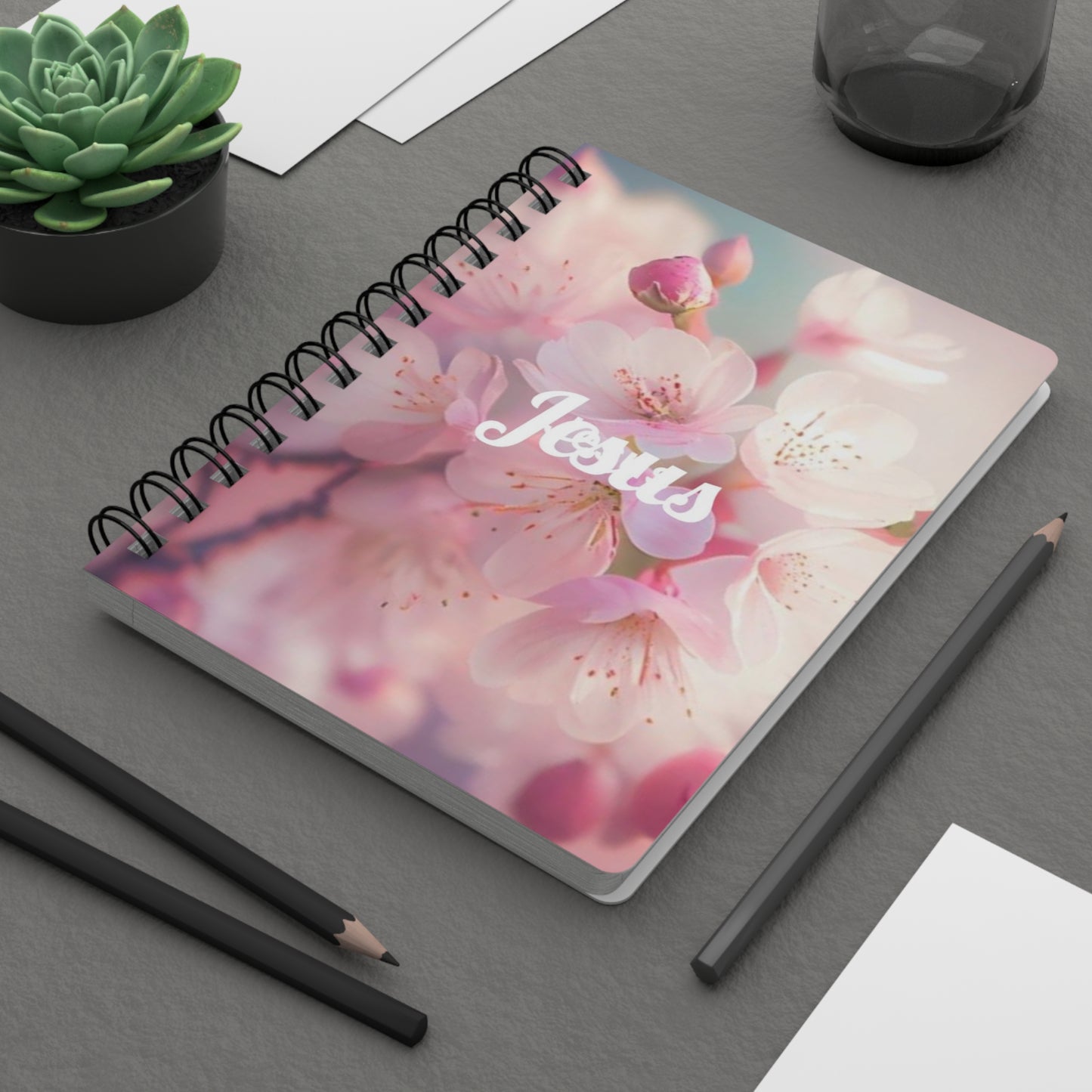 Cherry Blossom Spiral Bound Journal, Spring Writing Notebook, Inspirational Jesus Journal, Blooming Flowers Diary, Gift for Easter, Prayer
