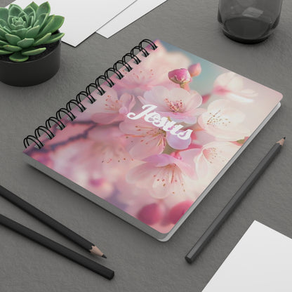 Cherry Blossom Spiral Bound Journal, Spring Writing Notebook, Inspirational Jesus Journal, Blooming Flowers Diary, Gift for Easter, Prayer