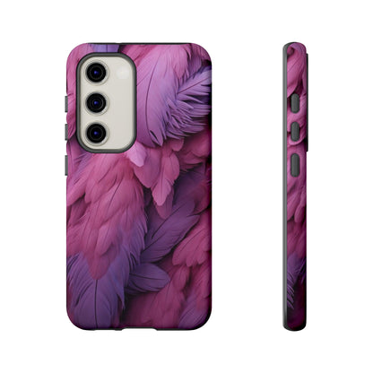 "Rebranding Into A New Badder Bitch" Pink/Purple Feathered Tough Cases