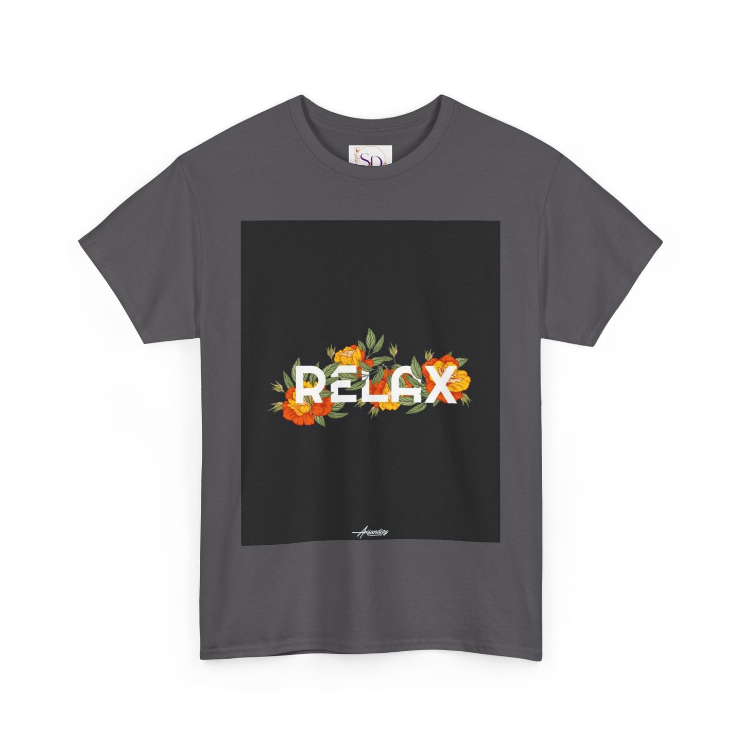 Relax Floral Unisex Heavy Cotton Tee, Casual Wear, Gift for Her, Comfortable T-Shirt, Summer Style, Relaxation Tee, Birthday Gift