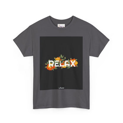 Relax Floral Unisex Heavy Cotton Tee, Casual Wear, Gift for Her, Comfortable T-Shirt, Summer Style, Relaxation Tee, Birthday Gift