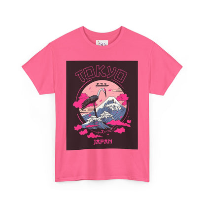 Tokyo Vintage Graphic Tee, Unisex Heavy Cotton Shirt, Japan Travel Gift, Streetwear Style, Pink & Black Design