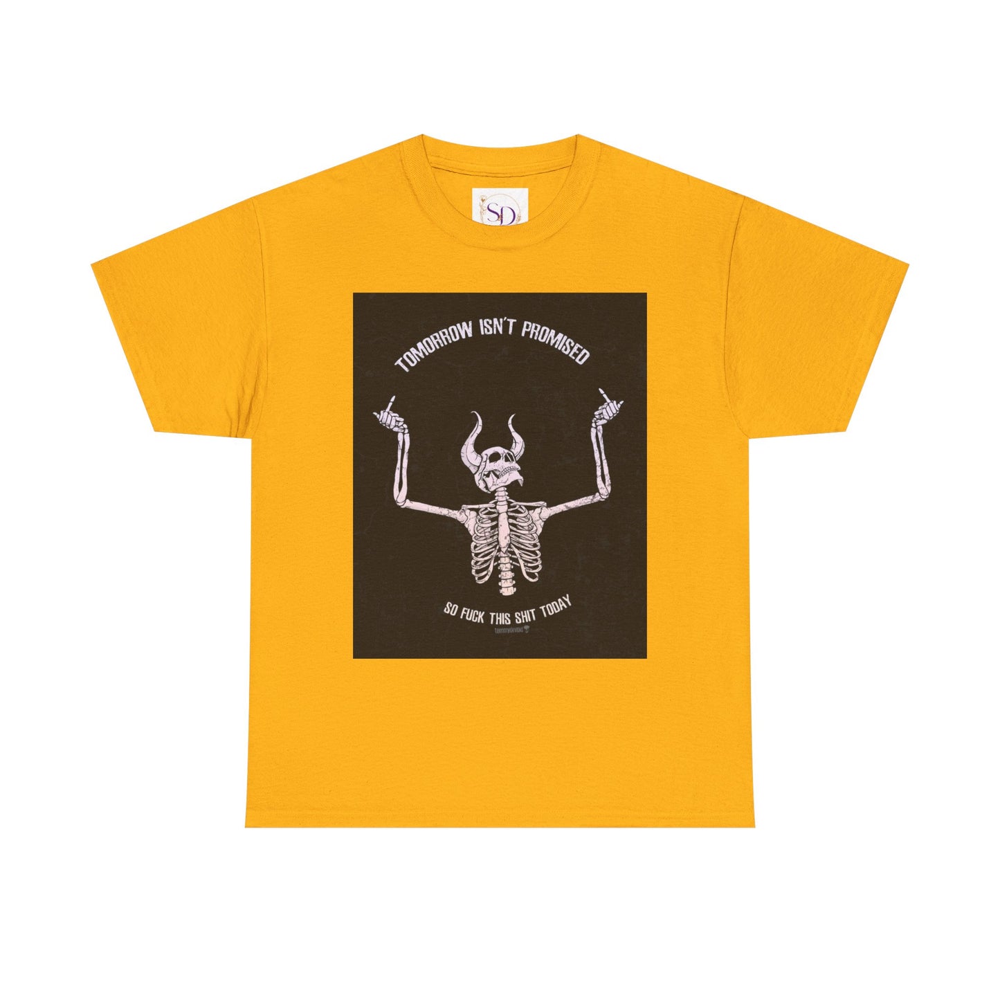 Chilling Vibes Skeleton Tee: "Tomorrow Isn't Promised"