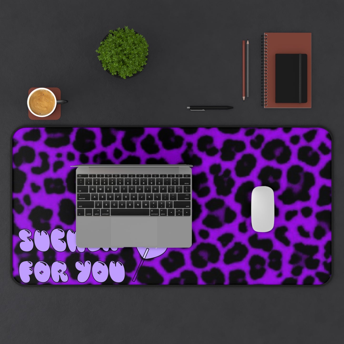 Purple Cheetah Print~Sucker For You Desk Mat