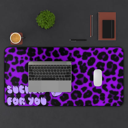 Purple Cheetah Print~Sucker For You Desk Mat