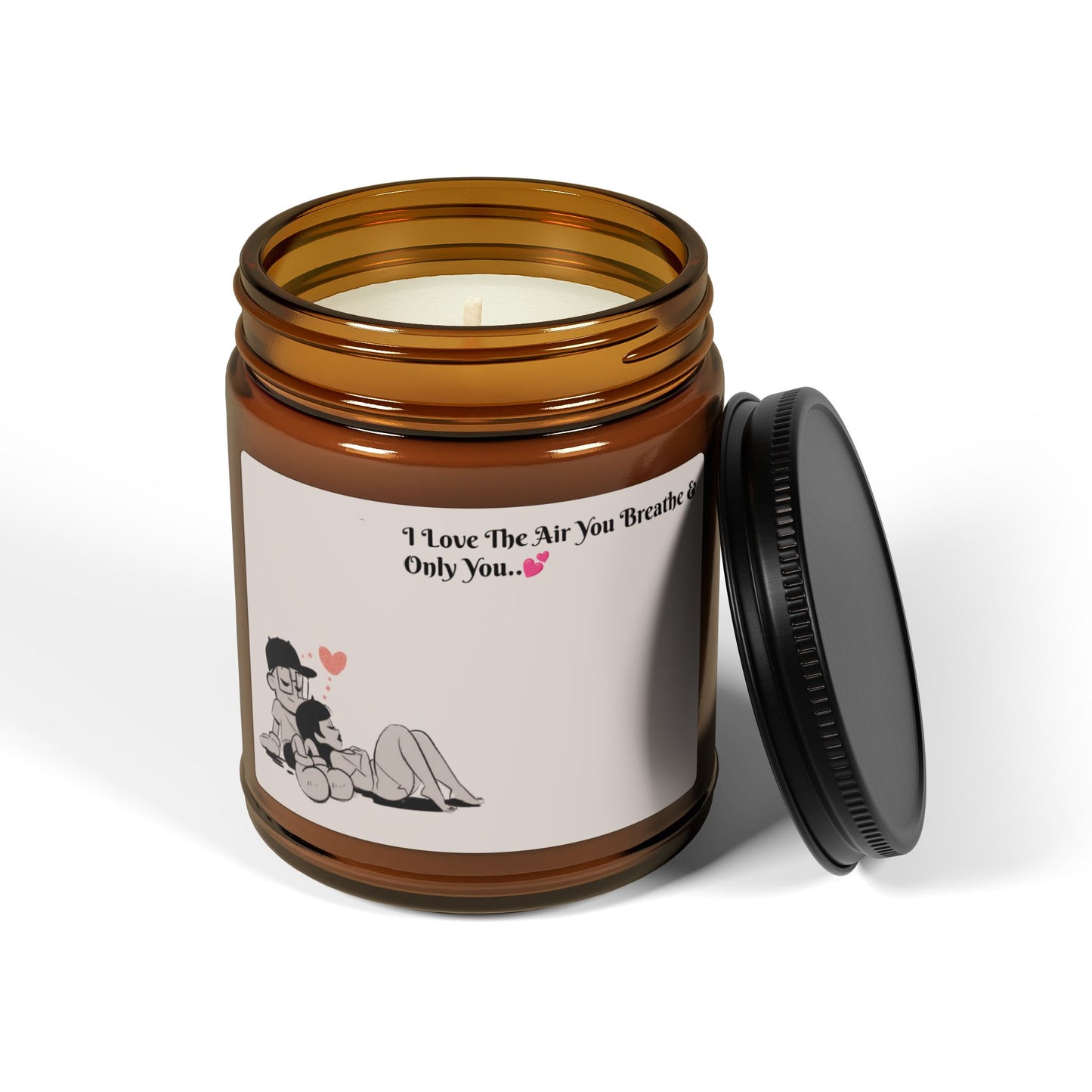 "I Love The Air You Breathe & Only You.."~ Scented Soy Candle (Multi-Size, Amber Jar)