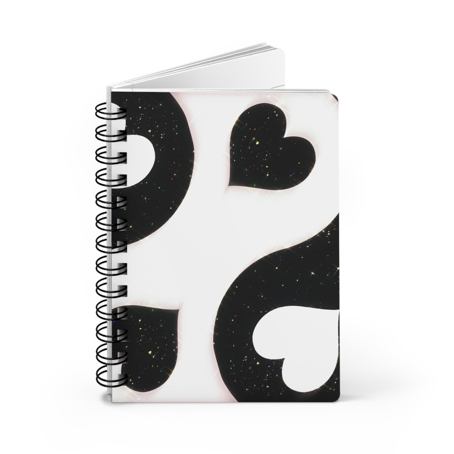 Elegant Black and White Spiral Bound Journal, Heart Design Notebook, Gift for Writers, Creative Journaling, Valentine's Day Gift, Dreams and