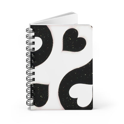 Elegant Black and White Spiral Bound Journal, Heart Design Notebook, Gift for Writers, Creative Journaling, Valentine's Day Gift, Dreams and