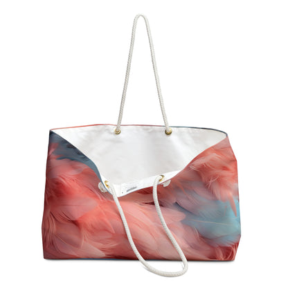 Bohemian Weekender Bag, Stylish Beach Tote, Travel Organizer, Weekend Getaway, Colorful Feather Design
