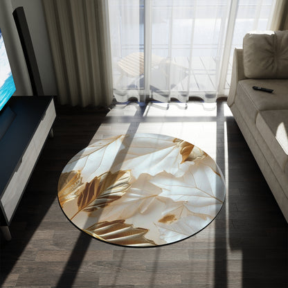 "Rebranding Into A New Badder Bitch!" ~ White/Gold Round Rug