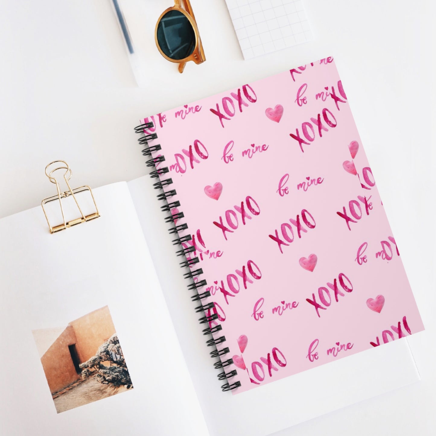 Pink XOXO Spiral Notebook - Ruled Line, Cute Journal Diary for Girls, Back to School Stationery, Love Notes Planner, Writing Pad Organizer