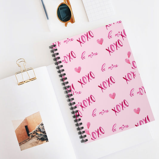 Pink XOXO Spiral Notebook - Ruled Line, Cute Journal Diary for Girls, Back to School Stationery, Love Notes Planner, Writing Pad Organizer