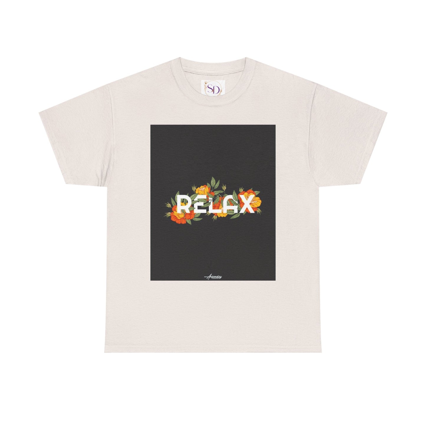 Relax Floral Unisex Heavy Cotton Tee, Casual Wear, Gift for Her, Comfortable T-Shirt, Summer Style, Relaxation Tee, Birthday Gift