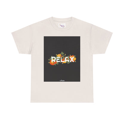 Relax Floral Unisex Heavy Cotton Tee, Casual Wear, Gift for Her, Comfortable T-Shirt, Summer Style, Relaxation Tee, Birthday Gift