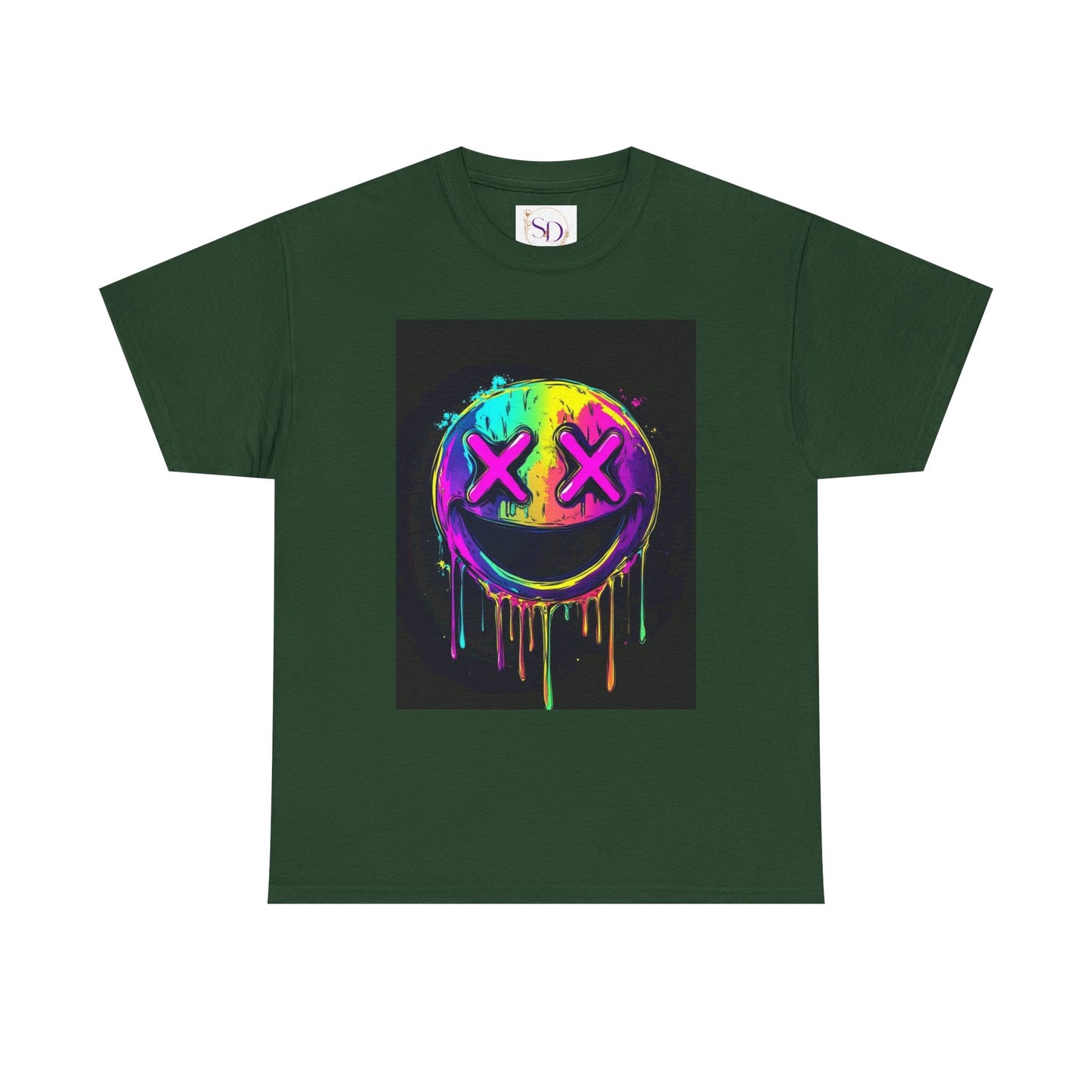 Colorful Graffiti Smiley Face Tee, Casual T-Shirt, Gift for Friends, Streetwear Style, Festival Attire, Fun Graphic Tee