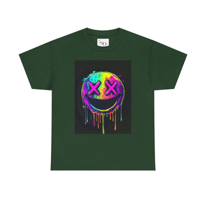 Colorful Graffiti Smiley Face Tee, Casual T-Shirt, Gift for Friends, Streetwear Style, Festival Attire, Fun Graphic Tee