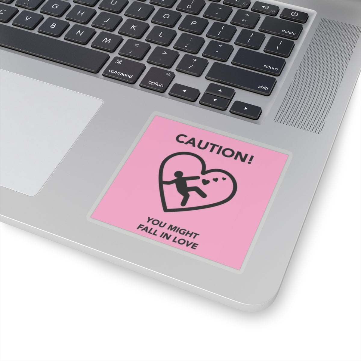 Pink Valentine's Day "Caution You Might Fall In Love" Kiss-Cut Stickers