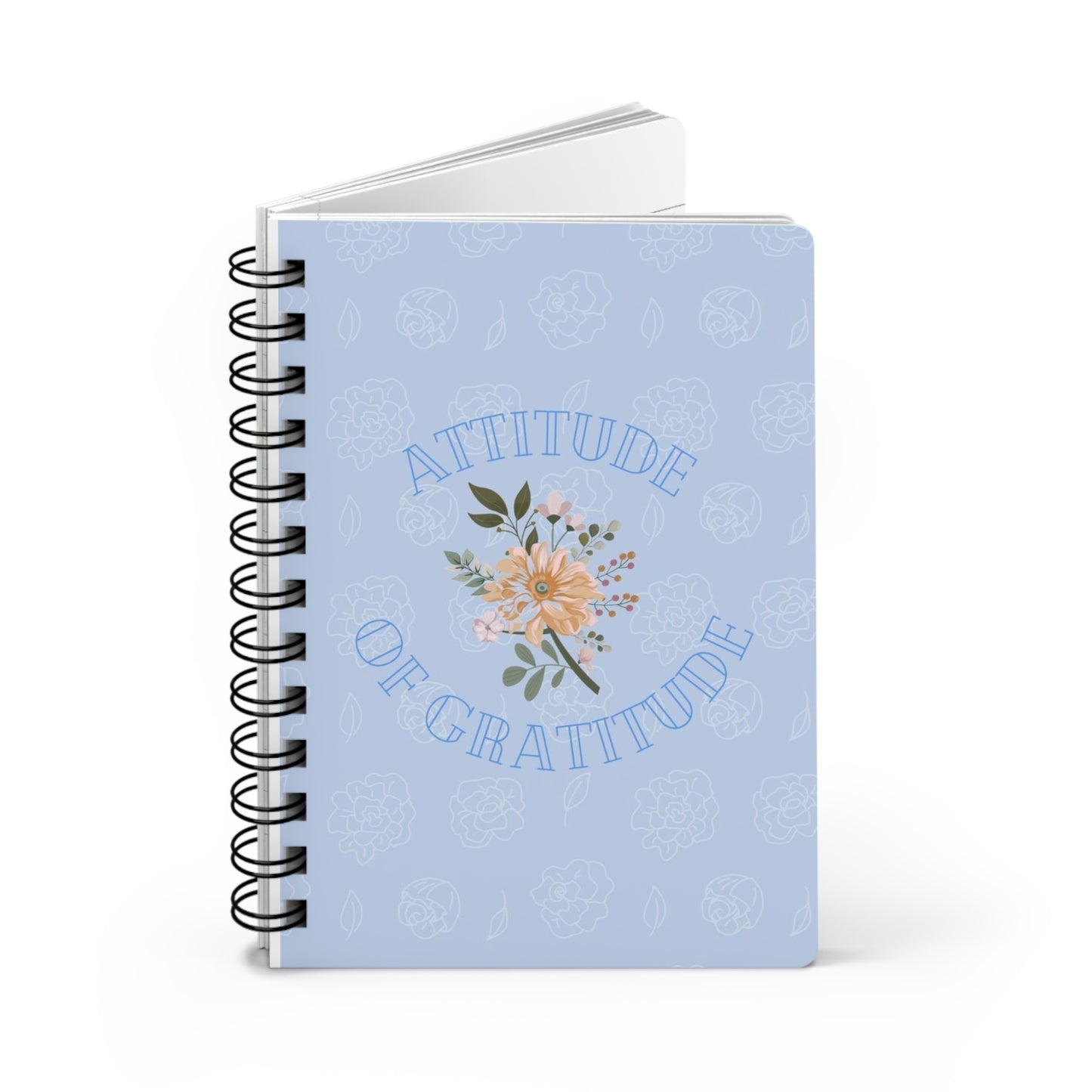 Attitude of Gratitude Journal | Floral Spiral Bound Notebook for Mindfulness, Self-Care, Gift for Her, Daily Reflection, Wellness