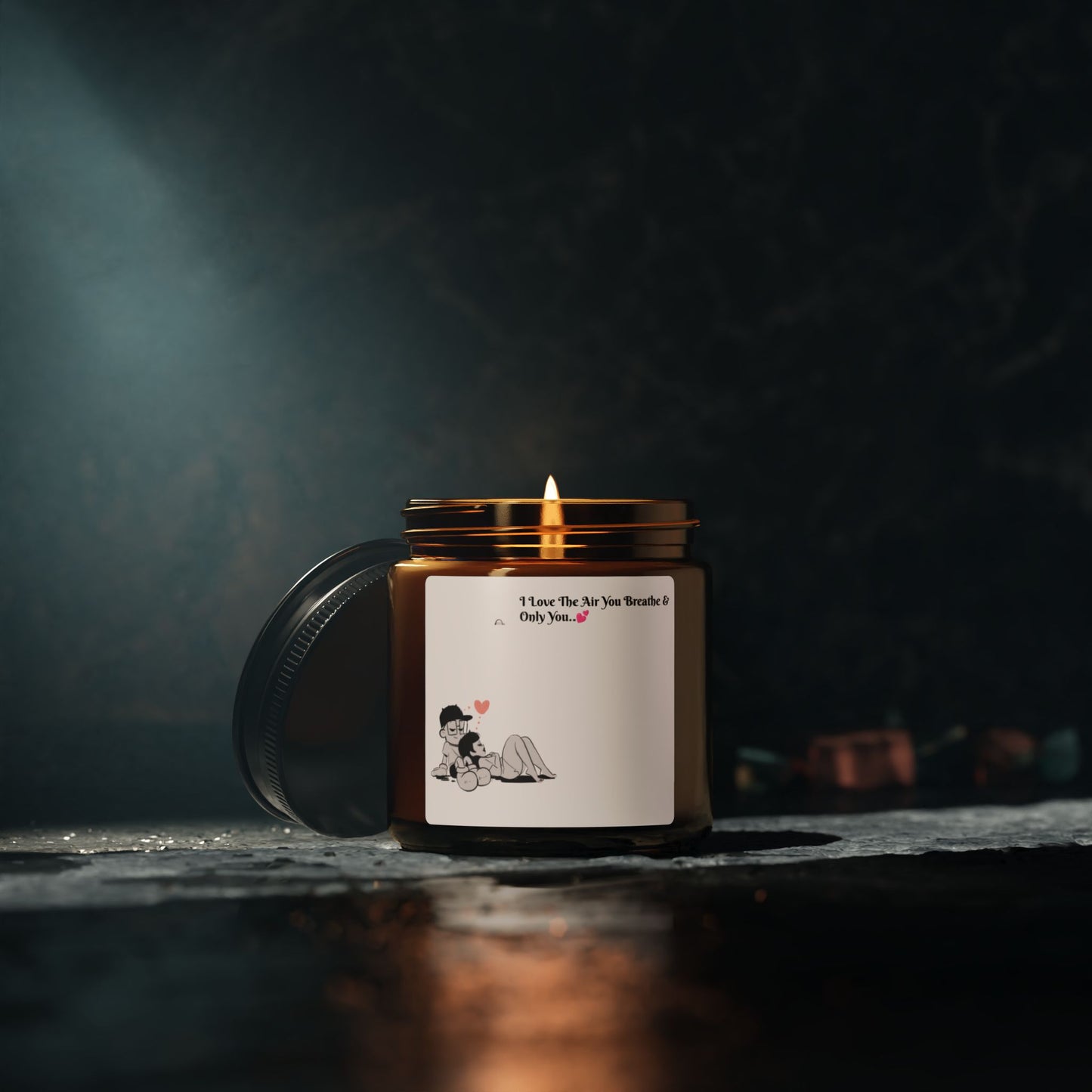 "I Love The Air You Breathe & Only You.."~ Scented Soy Candle (Multi-Size, Amber Jar)