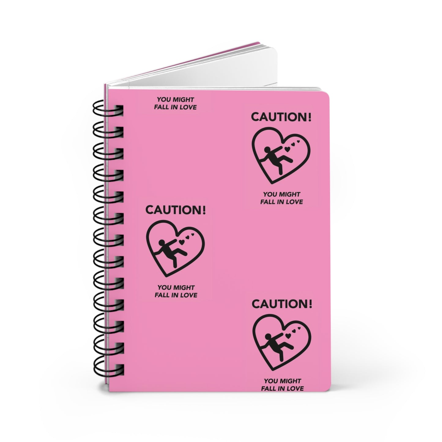 Pink Valentines Day "Caution You Might Fall In Love" Spiral Bound Journal