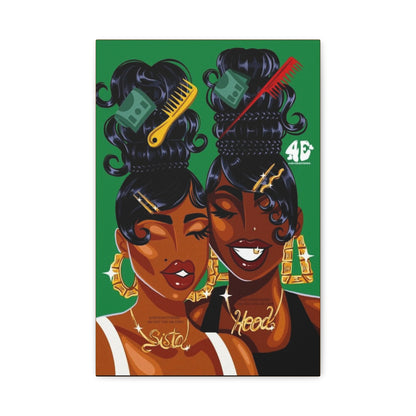 Sisterhood Canvas Print, Bold Black Girl Art, Home Decor, Unique Gift, Inspirational Wall Art, Afrocentric Gift, Celebration of Culture